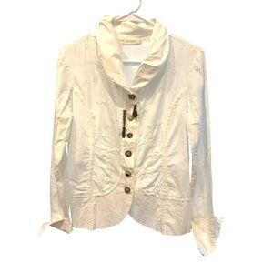Eliza Cavaletti womens cotton shirt small lots of detail odd buttons